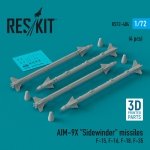 RESKIT RS72-0484 AIM-9X Sidewinder missiles (4 pcs) (3D Printed) 1/72