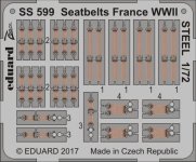 Eduard SS599 Seatbelts France WWII STEEL 1/72