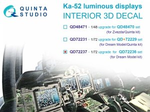 Quinta Studio QD72237 Ka-52 luminous displays upgrade for QD72236 set only (Dream Model) 1/72