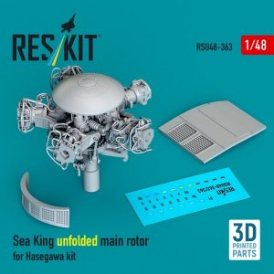 RESKIT RSU48-0363 Sea King unfolded main rotor for Hasegawa kit (3D Printed) (1/48)