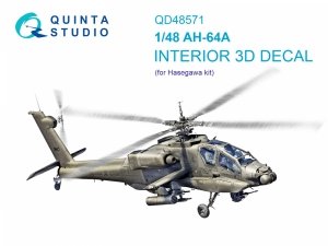 Quinta Studio QD48571 AH-64A 3D-Printed & coloured Interior on decal paper (Hasegawa) 1/48
