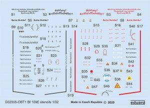 Eduard D32005 Bf 109E stencils EDUARD 1/32 