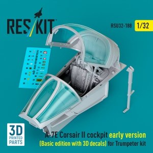 RESKIT RSU32-0188 A-7E Corsair II early cockpit (Basic edition with 3D decals) for Trumpeter kit (3D Printed) (1/32)