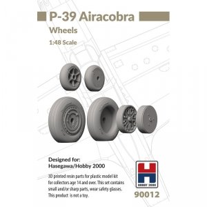 Hobby 2000 90012 P-39 Airacobra Wheels (for Hasegawa/Hobby 2000) (3D-Printed) 1/48