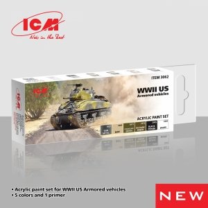 ICM 3062 Acrylic paints set for WWII US Armored vehicles 12 ml х 6