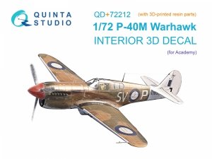 Quinta Studio QD+72212 P-40M Warhawk 3D-Printed & coloured Interior on decal paper (Academy) (with 3D-printed resin parts) 1/72