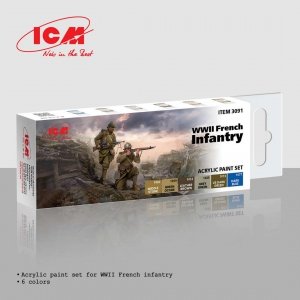 ICM 3091 Acrylic Paints Set for WWII French Infantry 6x12ml