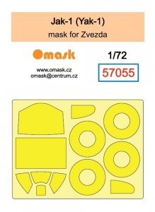 Omask 57055 Jak-1 (Yak-1) mask (for Zvezda) clear parts yellow masking tape 1/72
