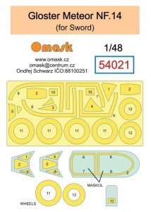 Omask 54021 Gloster Meteor NF.14 mask (for Sword) 1/48