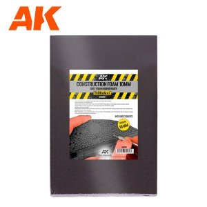AK Interactive AK8097 CONSTRUCTION FOAM 10MM BLACK FOAM HIGH DENSITY 195X295MM INCLUDES 2 SHEETS (pianka do budowy)