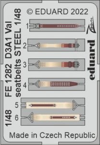 Eduard FE1282 D3A1 Val seatbelts STEEL HASEGAWA 1/48