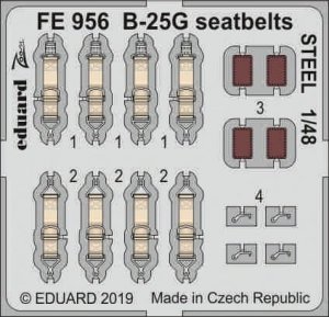 Eduard FE956 B-25G seatbelts STEEL 1/48 ITALERI