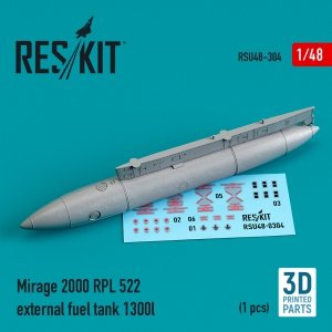 RESKIT RSU48-0304 MIRAGE 2000 RPL 522 EXTERNAL FUEL TANK 1300LT (3D PRINTED) 1/48