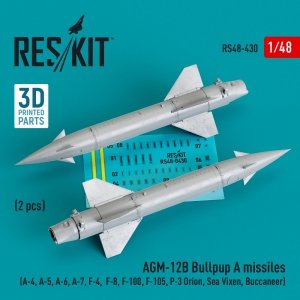 RESKIT RS48-0430 AGM-12B BULLPUP A MISSILES (2 PCS) (3D PRINTED) 1/48