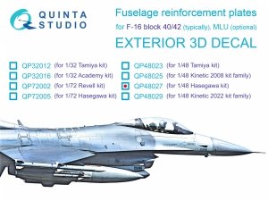 Quinta Studio QP48027 F-16 block 40/42 reinforcement plates (Hasegawa) 1/48