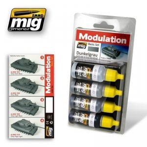 AMMO of Mig Jimenez 7001 DUNKELGRAU MODULATION SET 4x17ml