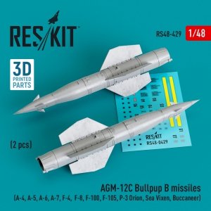 RESKIT RS48-0429 AGM-12C BULLPUP B MISSILES (2 PCS) (3D PRINTED) 1/48