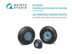 Quinta Studio QT48064 LaGG-3, MiG-3, La-5/La-7/La-9, Yak-7/Yak-9, I-185/250 Wheels (radial tread) (all kits) 1/48