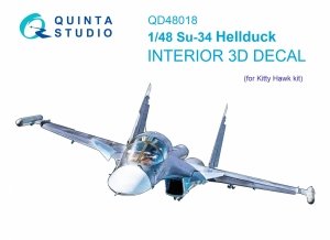 Quinta Studio QD48018 Su-34 3D-Printed coloured Interior on decal paper (KittyHawk) 1/48