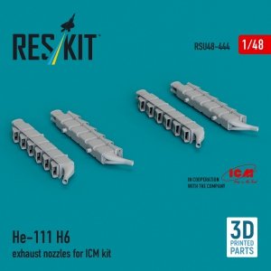 RESKIT RSU48-0444 ​He 111 H-6 exhaust nozzles for ICM kit (3D printed) 1/48