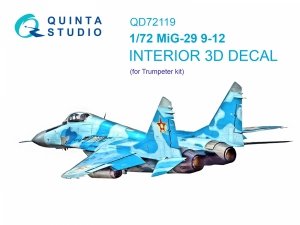 Quinta Studio QD72119 MiG-29 9-12 3D-Printed coloured Interior on decal paper (Trumpeter) 1/72