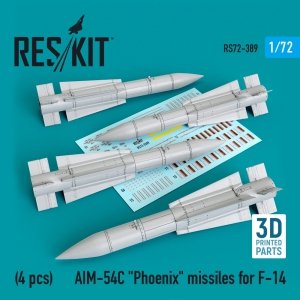 RESKIT RS72-0389 AIM-54C PHOENIX MISSILES FOR F-14 (4PCS) 1/72