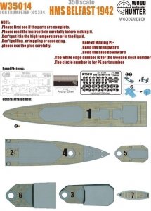 Wood Hunter W35014 Wood Deck HMS Belfast 1942 for Trumpeter (1:350)