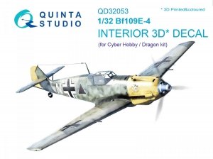 Quinta Studio QD32053 Bf 109E-4 3D-Printed & coloured Interior on decal paper (for Cyber-hobby/Dragon kit) 1/32