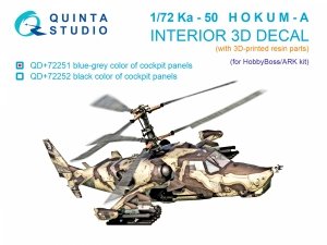 Quinta Studio QD+72251 Ka-50 (blue-grey panels) 3D-Printed & coloured Interior on decal paper (HobbyBoss/ARK) (with 3D-printed resin parts) 1/72