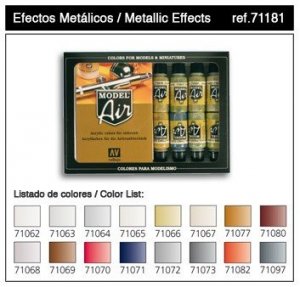 Vallejo Model Air Metallic Effects 16 Color Set (71181)