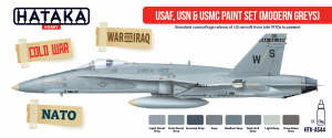 Hataka HTK-AS44 USAF, USN  USMC paint set (modern greys) (8x17ml)
