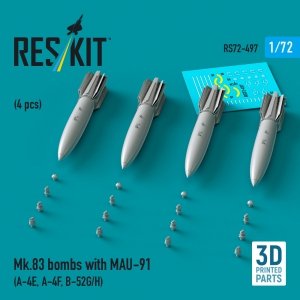 RESKIT RS72-0497 Mk.83 bombs with MAU-91 (4 pcs) (A-4E, A-4F, B-52G/H) (3D printed) (1/72)