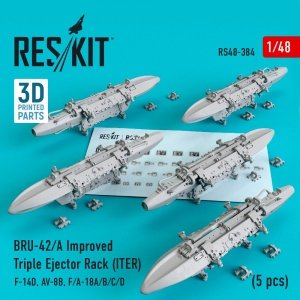 RESKIT RS48-0384 BRU-42/A IMPROVED TRIPLE EJECTOR RACK (ITER) (5 PCS) 1/48
