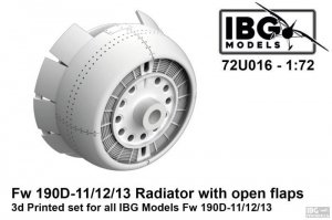 IBG 72U016 FW 190D-11/12/13 Radiator with open flaps 3D printed set for IBG kits 1/72
