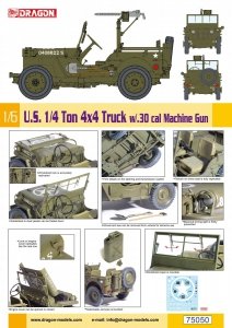 Dragon 75050 U.S. 1/4 Ton 4x4 Truck w/.30 cal Machine Gun 1/6