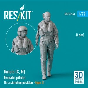 RESKIT RSF72-0064 Rafale (C, M) female pilot (in a standing position - type 2) (1 pcs) (3D Printed) (1/72)
