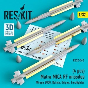 RESKIT RS32-0362 MATRA MICA RF MISSILES (4 PCS) 1/32