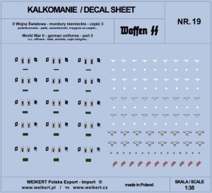 Weikert Decals DEC219 Mundury niemieckie - patki, naramienniki, insygnia na czapki - WAFFEN SS - ver.3 - vol.19 1/35