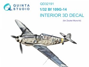Quinta Studio QD32191 Bf 109G-14 3D-Printed coloured Interior on decal paper (Zoukei Mura SWS) 1/32