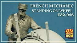 Copper State Models F32-046 French mechanic on a wheel 1/32