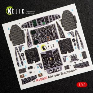 KELIK K48050 MH-60K BLACK HAWK INTERIOR 3D DECALS FOR ITALERI KIT 2666 1/48