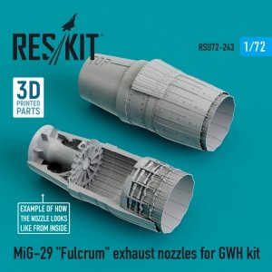 RESKIT RSU72-0243 MIG-29 FULCRUM EXHAUST NOZZLES FOR GWH KIT (3D PRINTED + RESIN) 1/72