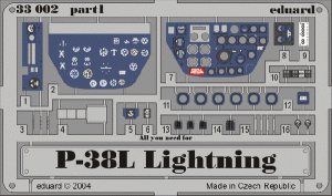 Eduard 33002 P-38L dashboard  TRUMPETER 1/32
