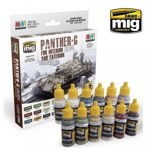 AMMO of Mig Jimenez 7174 PANTHER-G Colors Set for Interior and Exterior Set (12x17ml)