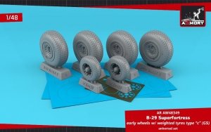 Armory Models AW48349 B-29 Superfortress early production wheels w/ weighted tyres type “c” (GS) & PE hubcaps 1/48
