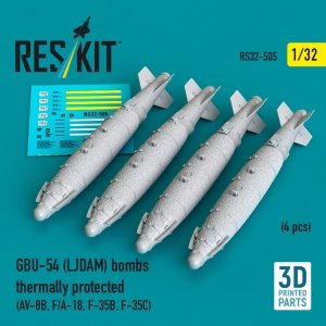 RESKIT RS32-0505 GBU-54 (LJDAM) bombs thermally protected (4 pcs) (3D Printed) 1/32
