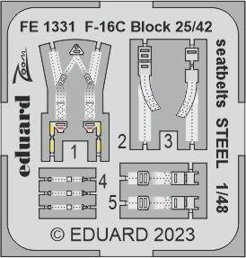 Eduard FE1331 F-16C Block 25/42 seatbelts STEEL KINETIC MODEL 1/48