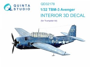 Quinta Studio QD32178 TBM-3 Avenger 3D-Printed coloured Interior on decal paper (Trumpeter) 1/32