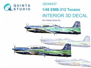 Quinta Studio QD48437 EMB-312 Tucano 3D-Printed coloured Interior on decal paper (Hobby Boss) 1/48