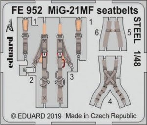 Eduard FE952 MiG-21MF seatbelts STEEL 1/48 EDUARD